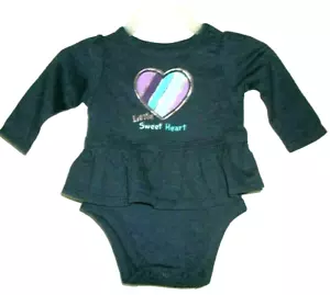 😍{SAVE 5%} Baby Girl ONE PIECE 3mos BODYSUIT "Little Sweet Heart"💙Denim Blue - Picture 1 of 3