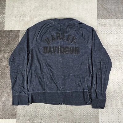 Harley Davidson Womens XL Zip Front Cardigan 99062-20VW Sweatshirt Black-EUC - Image 1 of 4