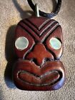 Vintage M?ori Wooden Necklace Papua Shell Eyes Tamaki Rotorua New Zealand Tiki