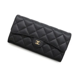 CHANEL Matelasse Portafoglio classico lungo con patta pelle di vitello nero AP0241 - Foto 1 di 17