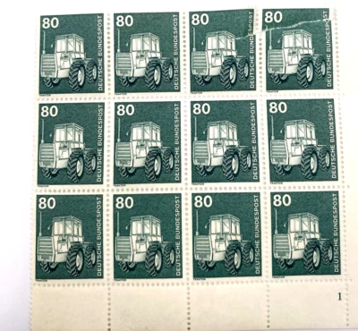 Diez sellos alemanes 1975 como nuevos Traktor 80 Pfennig Deutsche Bundespost Scott DE 1178 Foto 1 de 2