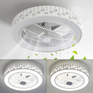 22'' Modern Ceiling Fan Remote Control Dimmable LED Light Flush Mount Chandelier - Picture 1 of 19