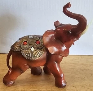 ELEPHANT WILD ANIMAL FORTUNE GOOD LUCK TRUNK UP POWER TUSKS FIGURINE  - Picture 1 of 4