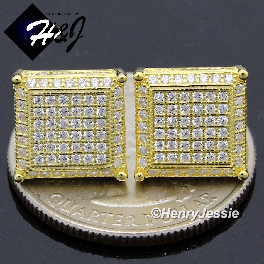 PENDIENTE DE PLATA ESTERLINA 925 PARA HOMBRE CIRCONITA HELADA 10 MM CHAPADO EN ORO/NEGRO/PLATA 3D*196 Foto 1 de 1