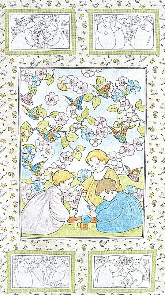 1 Red Rooster Baby's Childhood Days  23" x 44"  Fabric Panel - Image 1 of 1