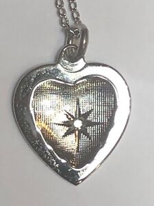Lamode Sterling Silver Atomic Starburst Diamond Heart Pendant Necklace 20” long