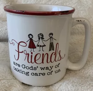 NEW!! Primitive Country Distressed Inspirational Stoneware " FRIENDS " Mug - Picture 1 of 4