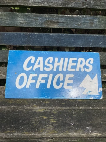 Vintage 1960’s Hand Painted Wooden Sign Cashiers Office Decor Collectible Rare Cover