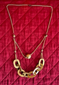 Vintage Handmade Fashion Gold Color Big Bold Chunky Oval Details Chain Necklace - Picture 1 of 8