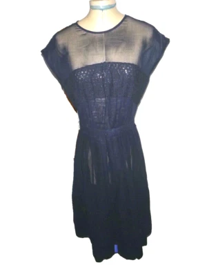 Vestido de Cóctel Vintage Años 50 R&K Originales Azul Batista Yugo Transparente Pequeño Foto 1 de 4