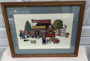 VINTAGE 15” x 12” DIMENSIONS COUNTED CROSS STITCH AMISH FARM WYSOCKI - Picture 1 of 5