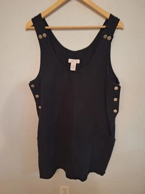 Cherokee Black denim jumper dress, Size L, Button side and pockets - Image 1 of 4