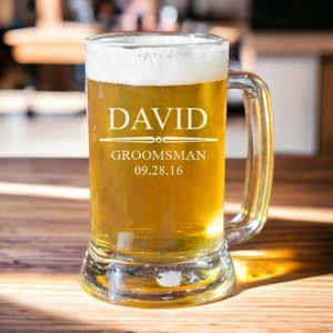 Bräutigame Bierbecher, personalisierter Bierbecher, maßgeschneidertes Bierglas, gravierter Bierbecher - Bild 1 von 7