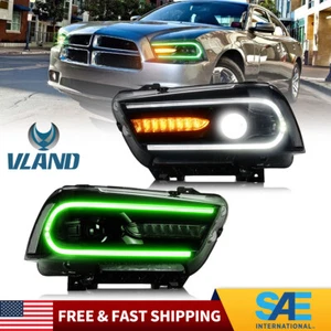 VLAND RGB Dual Beam Projector Headlights for Dodge Charger 2011 2012 2013 2014 - Picture 1 of 9