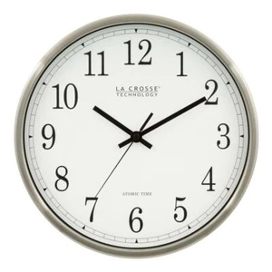 La Crosse Technology Wall Clock Atomic Analog Metal-Frame Silver 12 in. Height - Picture 1 of 5