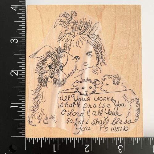 IOF All Your Works Shall Praise You Lord Psalms 145:10 Wood Mounted Rubber Stamp