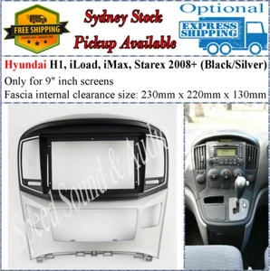 For 9 Nine Inch Screen Fascia Hyundai iLoad iMax Starex H1 2007+ Black Silver* - Picture 1 of 3