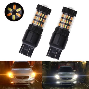 2x NEW 7443 7444 Front Turn Signal Light Switchback LED Bulbs Bright Amber White - Picture 1 of 8