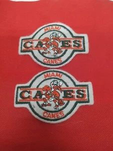 "Juego de 2 parches bordados vintage de huracanes de la Universidad de Miami de 4"" X 2,5"" Apx" - Imagen 1 de 6