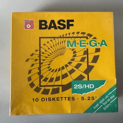 10x BASF Mega 2S/HD 5.25" Mini Floppy Disk Diskettes Double Sided High Density - Image 1 of 3
