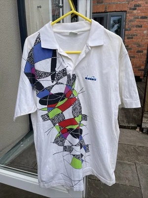 Camiseta Polo Tenis Vintage Diadora Años 90 Algodón Blanco Talla Para Hombre S Rara EE. UU. Usada Foto 1 de 4