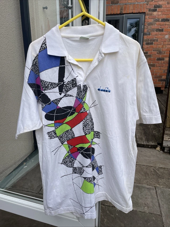 Camiseta Polo Tenis Vintage Diadora Años 90 Algodón Blanco Talla Para Hombre S Rara EE. UU. Usada Foto 1 de 4