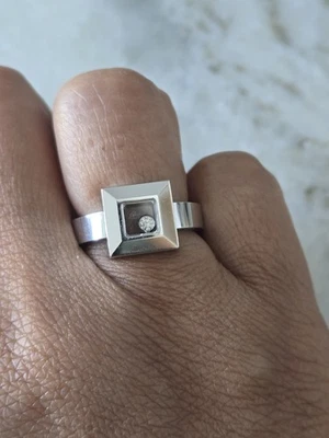 Hermoso Anillo Chopard Happy 1P Diamante Sólido Oro Blanco 18k Foto 1 de 4