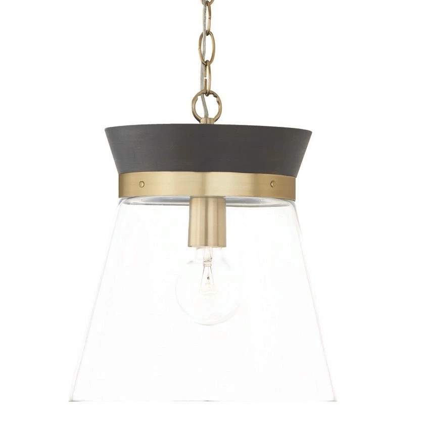 Capital 347311KR Finn Pendant 1-Light 100 Watts Black Stain And Matte Brass
