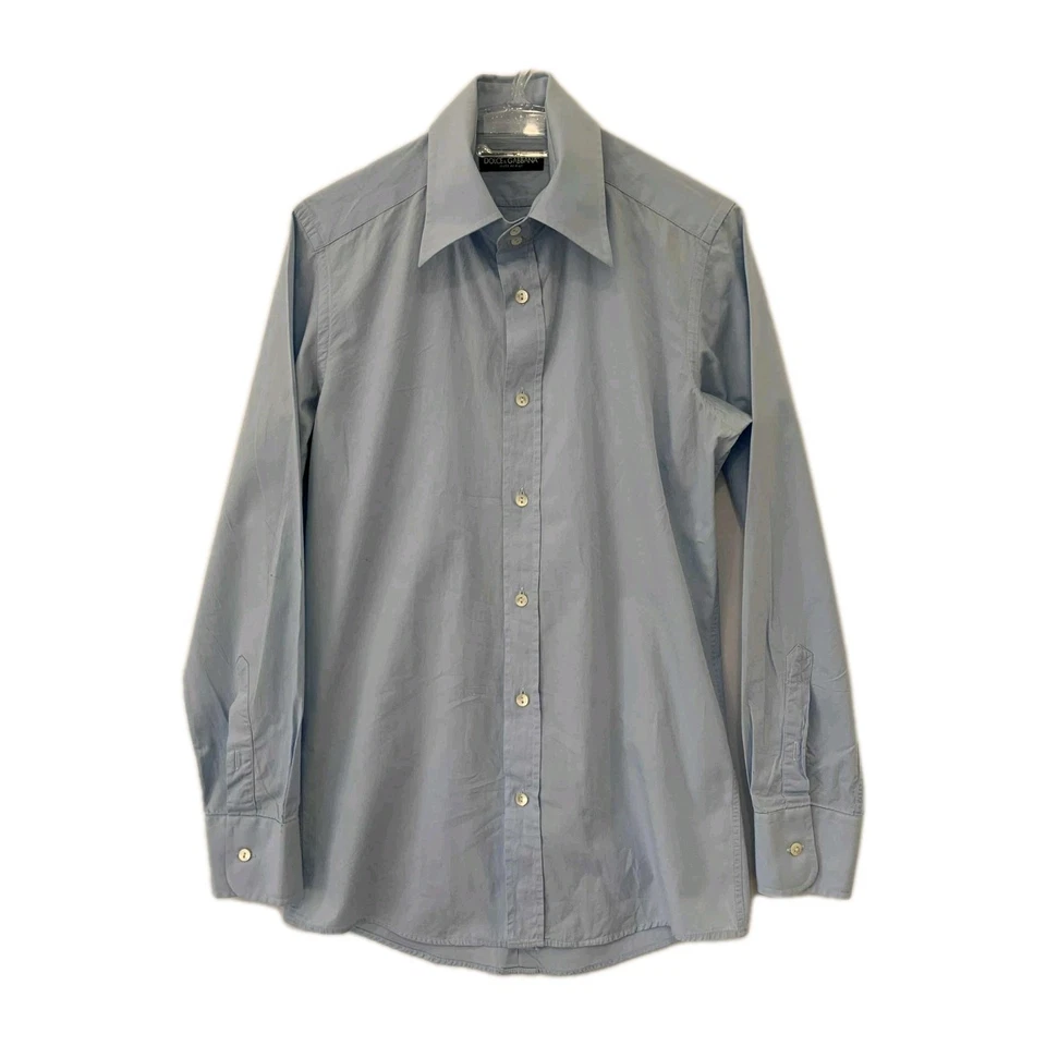 Camisa de vestir Dolce & Gabbana azul para hombre talla 15/38 hecha en Italia manga larga #C11 Foto 1 de 4