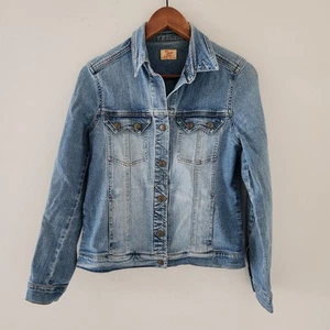 RM Williams Womens 8 Blue Denim Jacket Button Up Coat Cotton Blend Pockets - Picture 1 of 7