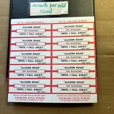 Gin Blossoms Alison Road A&M 45 Lot Of 10 Jukebox Title Strip Full Sheet B4 Foto 1 de 3