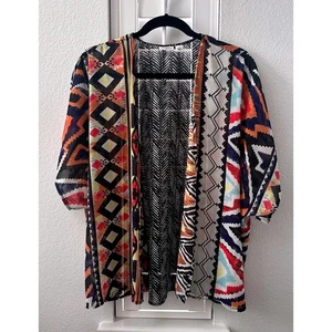 Cato Open Front Kimono Cardigan Semi Sheer Multicolor Boho Tribal Womens Size S - Picture 1 of 7