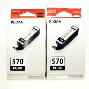 2 X Cartucho de tinta negro genuino Canon PGI-570 PGBK para Pixma MG7750 MG5752 - Imagen 1 de 2