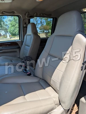 For Ford F250 F350 2002-2007 Lariat Bottom & Top Leather Front Seat Covers Tan - Image 1 of 4