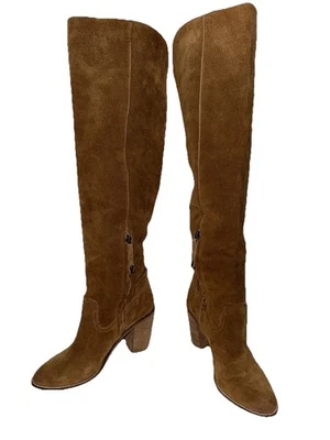 Botas Dolce Vita Over The Knew de gamuza marrón - talla 7,5/estilo tacón trozo Foto 1 de 4
