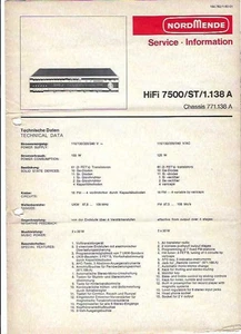 Nordmende Original Service Manual für HiFi 7500 ST 1.138 A - Picture 1 of 1