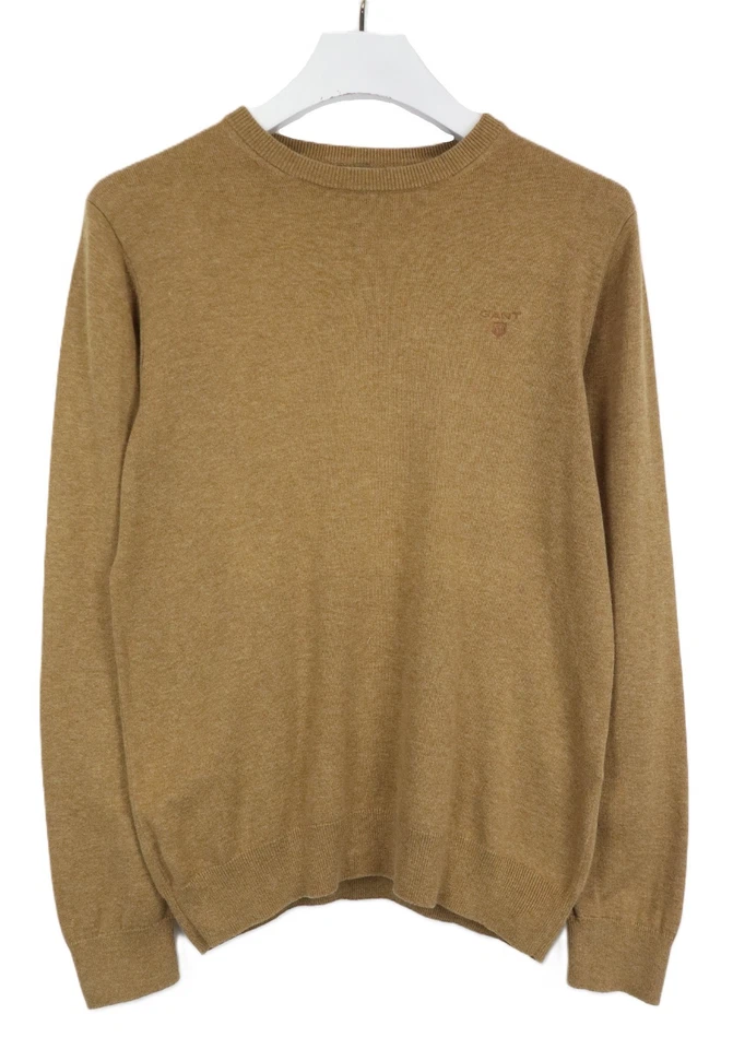 GANT Suéter Para Hombre Pequeño Cuello Redondo Logo Marrón Tejido - Imagen 1 de 4