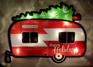 Casa rodante eléctrica a cuadros de Navidad iluminada / árbol de Navidad con ventosa colgador - Imagen 1 de 2