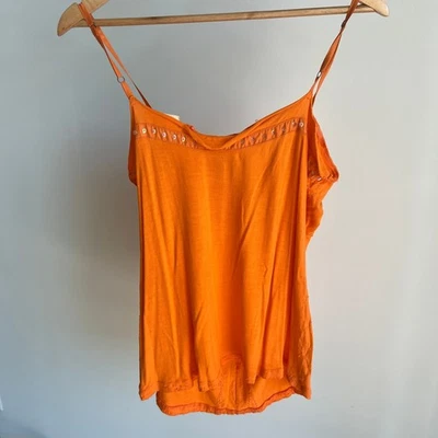 DA-NANG Orange Sequin Embellished Spaghetti Strap Tank Top Women Size L NWT - Image 1 of 4