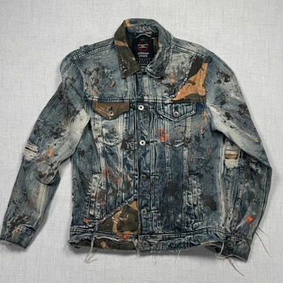 Chaqueta de mezclilla Jordan Craig Freedom camuflaje pintura salpicaduras envejecida talla S Foto 1 de 4