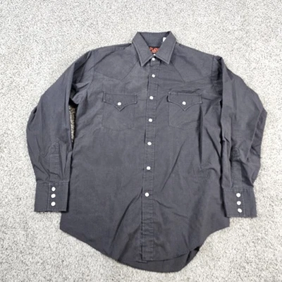 Plains Western Wear Shirt Mens Medium Black Pearl Snap Long Sleeve Western Rodeo - Image 1 of 4