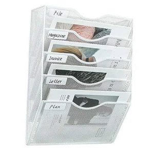 Hanging Wall File Holder Mail Organizer Wall Mount Document 5 Tier White - Picture 1 of 7