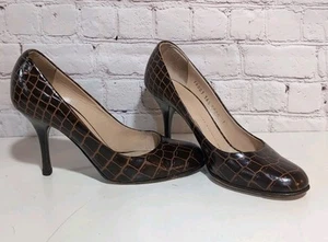 Giuseppe Zanotti Brown Croc Embossed Stiletto Leather Size 36 1/2 Heel Women's  - Picture 1 of 17
