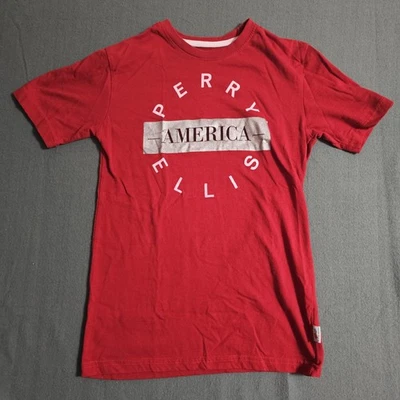 Camiseta Perry Ellis America Juvenil Grande Marca Logo Roja Manga Corta Foto 1 de 4