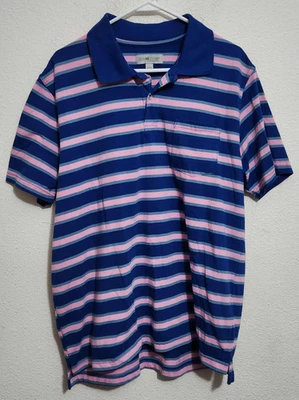 Sun River Clothing Co Men's Large Short-Sleeve Polo Shirt Collared Pink & Blue - Image 1 of 3