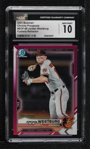 2021 Bowman Chrome Prospects Fuchsia Refractor Jordan Westburg CGC 10 Gem Mint - Picture 1 of 3