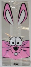 20 Easter Bunny Cottontail 5x11" Cello Candy Bags & 20 Pink Twist ties Goody Bag