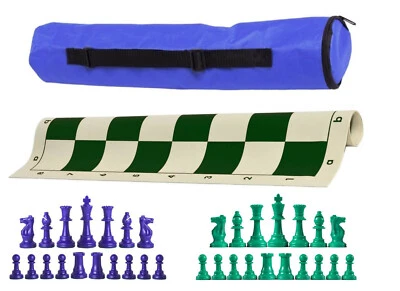 Juego de ajedrez con peso Archer - Tablero de vinilo con piezas y bolsa - Real y verde Foto 1 de 4