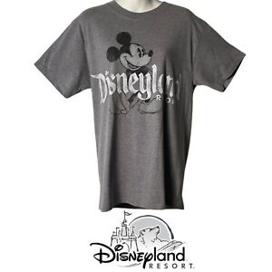 T-shirt Disneyland Resort Mickey Mouse gris noir blanc manches courtes taille moyenne