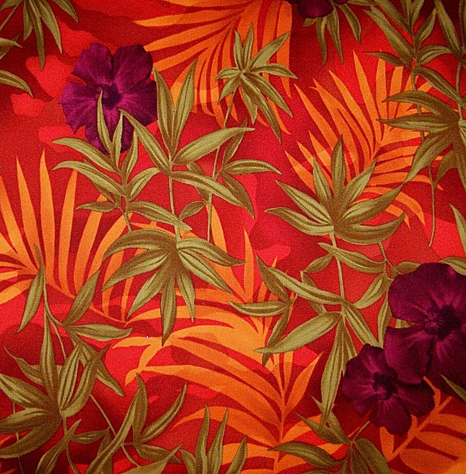 Tela elástica de lycra de sarga de poliéster con estampado hawaiano tropical naranja 1 yarda 29 pulgadas Foto 1 de 1